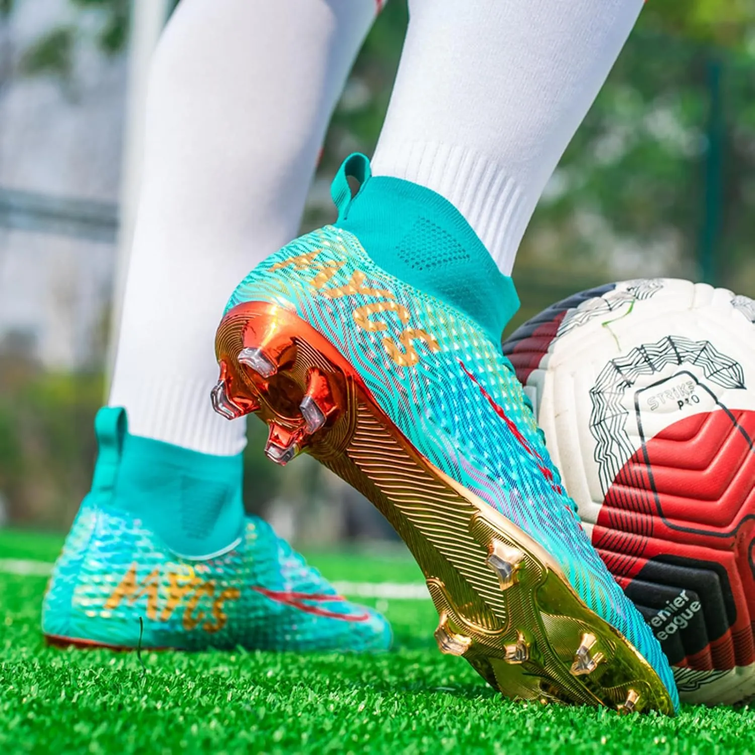 Eliogn Big Kids Soccer Shoes Men??s Soccer Cleats Professional Training Turf High-top Football Shoes Outdoor Comfortable Training Football Shoes