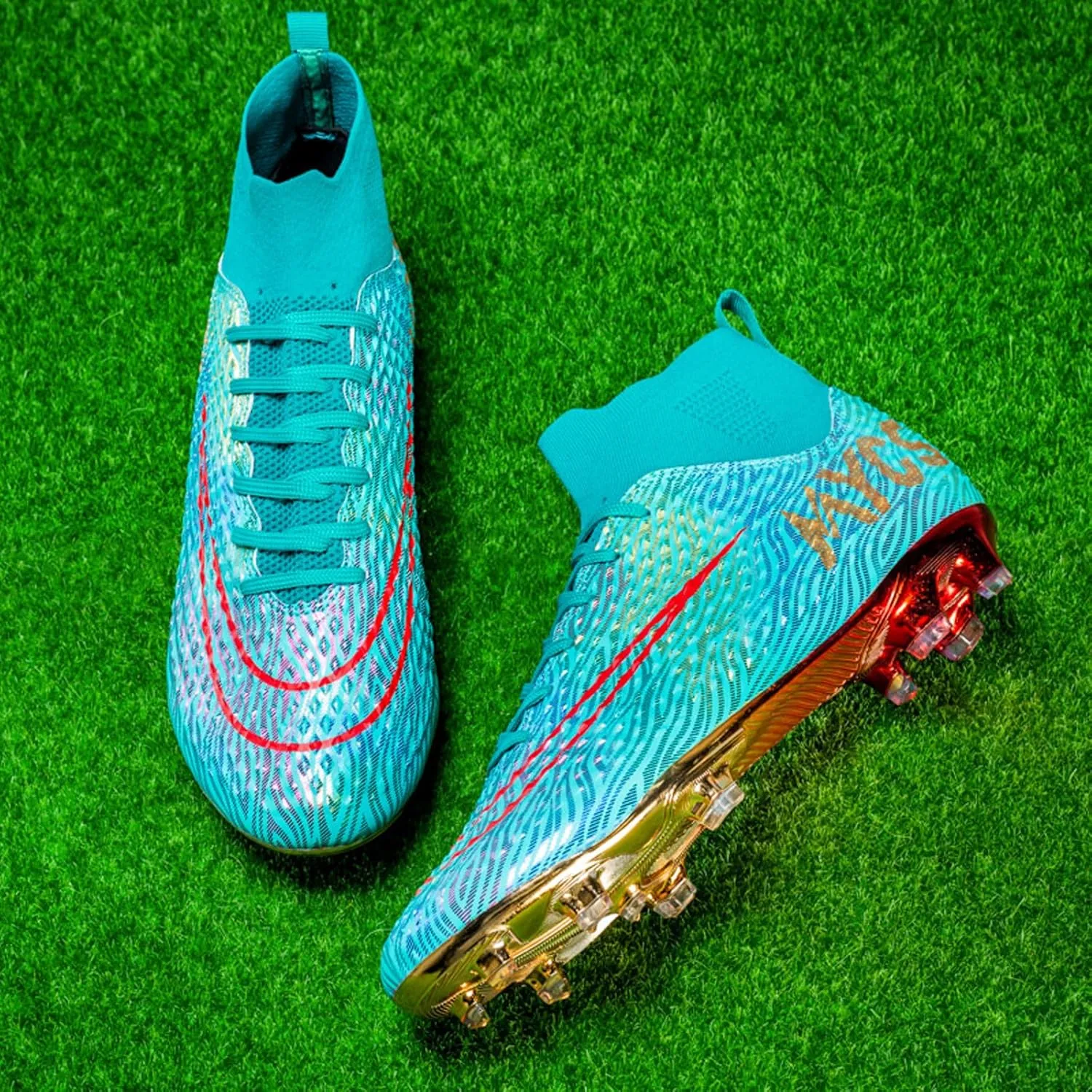 Eliogn Big Kids Soccer Shoes Men??s Soccer Cleats Professional Training Turf High-top Football Shoes Outdoor Comfortable Training Football Shoes