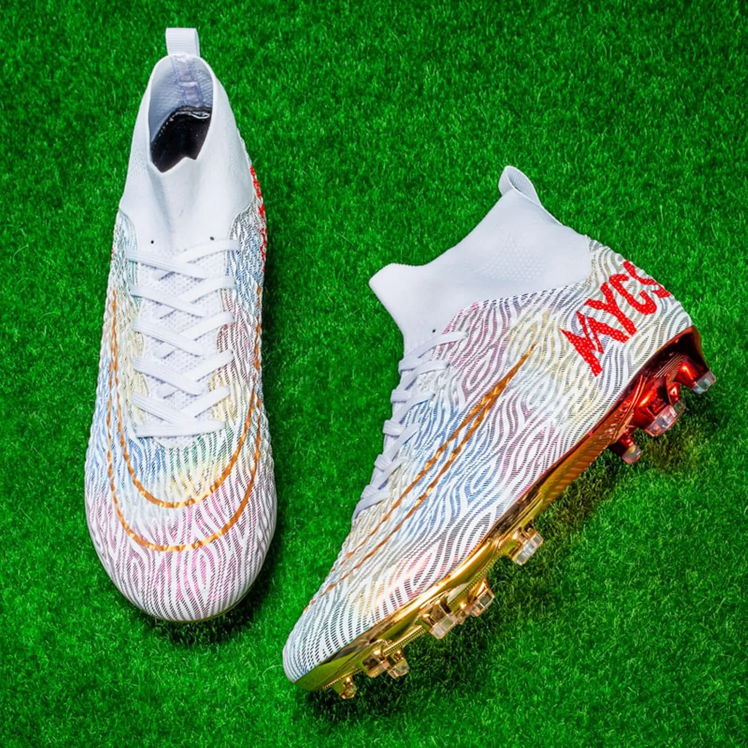 Eliogn Big Kids Soccer Shoes Men??s Soccer Cleats Professional Training Turf High-top Football Shoes Outdoor Comfortable Training Football Shoes