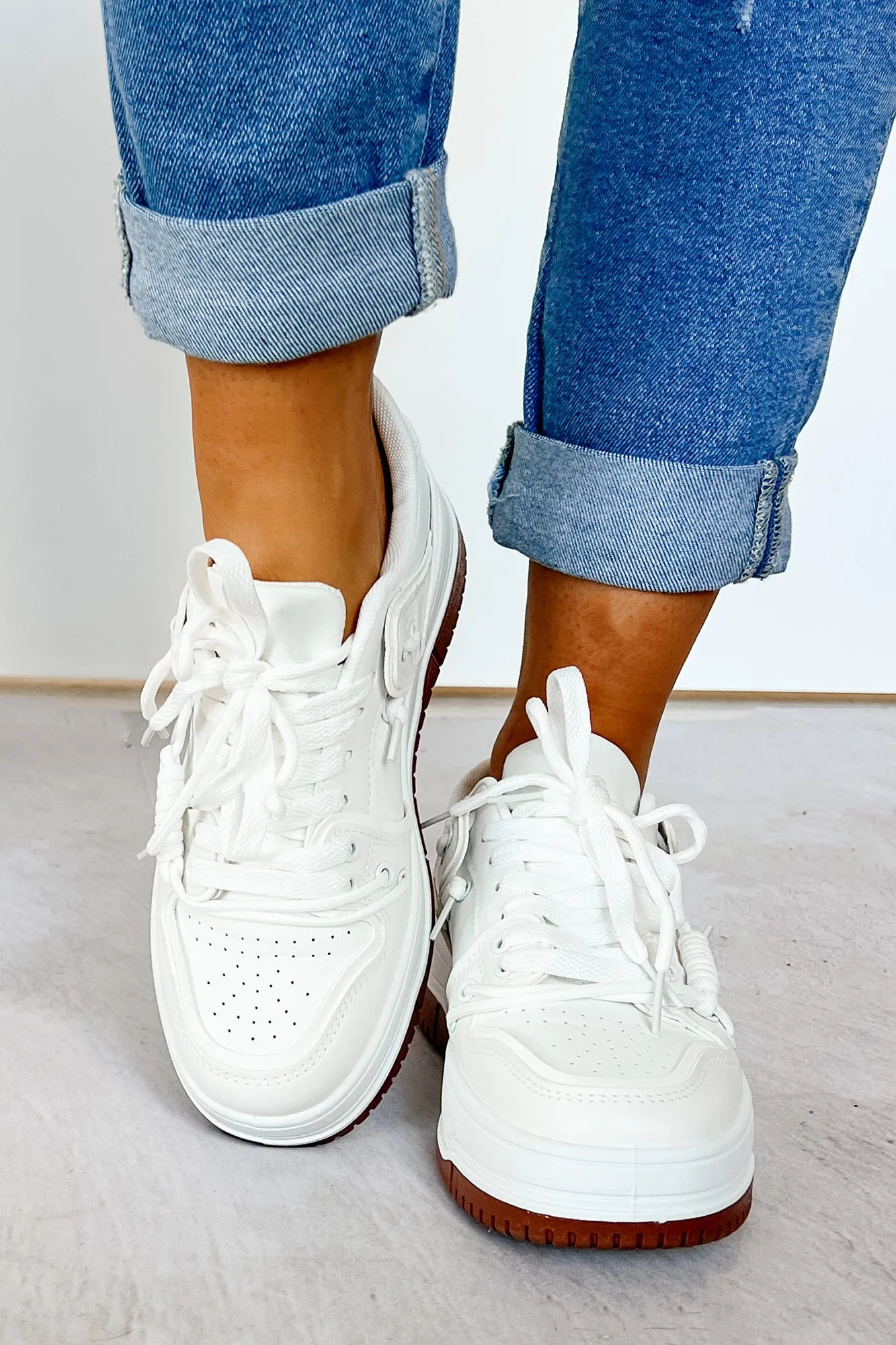 Fast Track Fashion Lace Up Platform Sneakers (White)