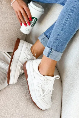 Fast Track Fashion Lace Up Platform Sneakers (White)