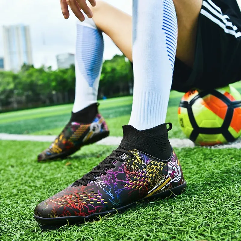 Football shoes high top camouflage broken nail long nail professional non-slip training shoes male and female students youth football shoes