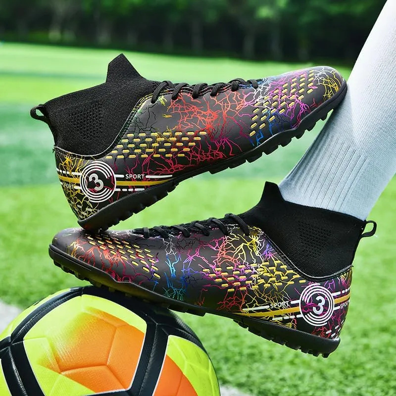 Football shoes high top camouflage broken nail long nail professional non-slip training shoes male and female students youth football shoes