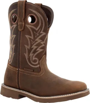 Georgia Boot Core 37 Western 11" Waterproof Pull-On Work Boot, Brown, Size 14(W)
