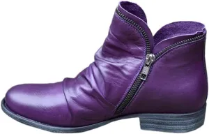 Gibobby Snow Boots for Women Low Heel Boots Pointed Toe Stacked Mid Heel Ankle Boots V Cut Back Zipper Booties