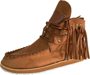 Gibobby Women Cowboy Boots High Tassel Fringe Winter Warm Cowgirl Boots Low Heel Pointed Toe Fashion Wedge Boots ftjx01, Z01-brown, 7.5