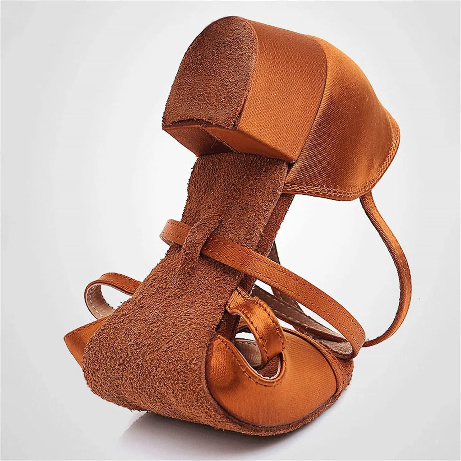 Girls Latin Dance Shoes Low Heels Ballroom Tango Performance Practice Dance Shoes for Little Kids,Tan Shoes