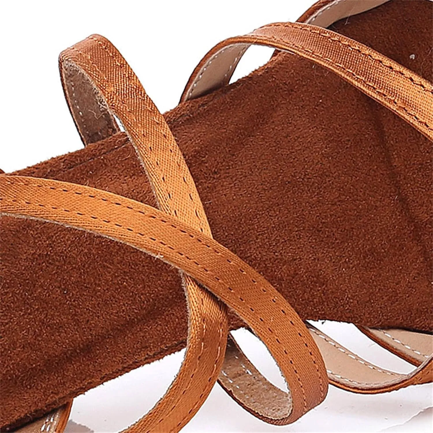 Girls Latin Dance Shoes Low Heels Ballroom Tango Performance Practice Dance Shoes for Little Kids,Tan Shoes