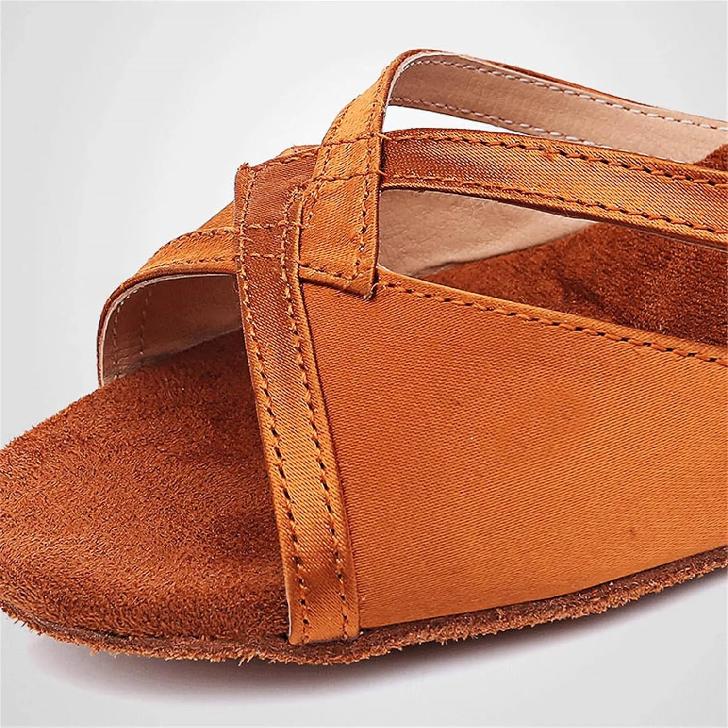 Girls Latin Dance Shoes Low Heels Ballroom Tango Performance Practice Dance Shoes for Little Kids,Tan Shoes