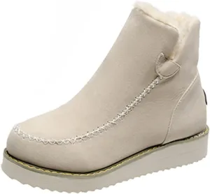 hlysgo Women Wide Width Winter Ankle Boots Anti-slip Outdoor Hiking Booties Warm Lined Comfort Snow Boot Suede Boos