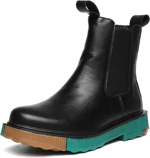 HOOENG Ankle Boots for Men High Top Elastic Bandage Color Bottom Height Increasing Elevator PU Wearable Waterproof Non Slip Dress Formal (Color : Black, Size : 7.5)