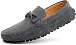 HOOENG Loafer Shoes Driving Moccasins for Men Round Toe Driving Loafers Suede Vamp Resistant Flat Heel Flexible Outdoor Slip On (Color : Gray, Size : 7.5)