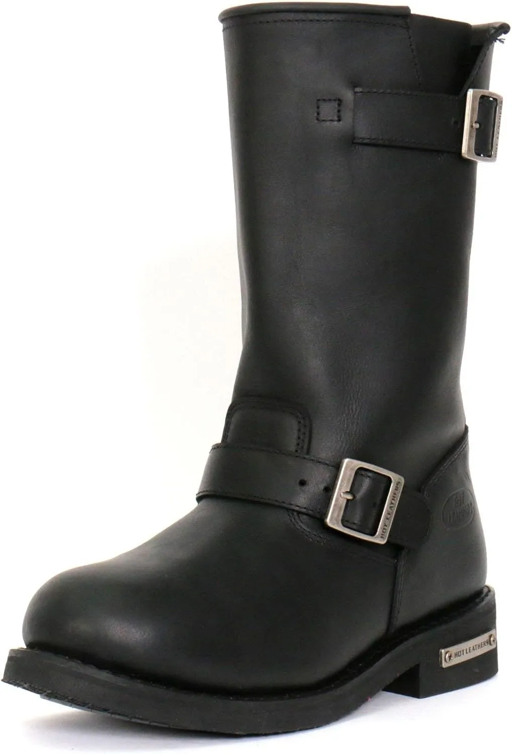 Hot Leathers BTM1002 Men's Wide Width Black 11-inch Round Toe Engineer Leather Boots - 10W