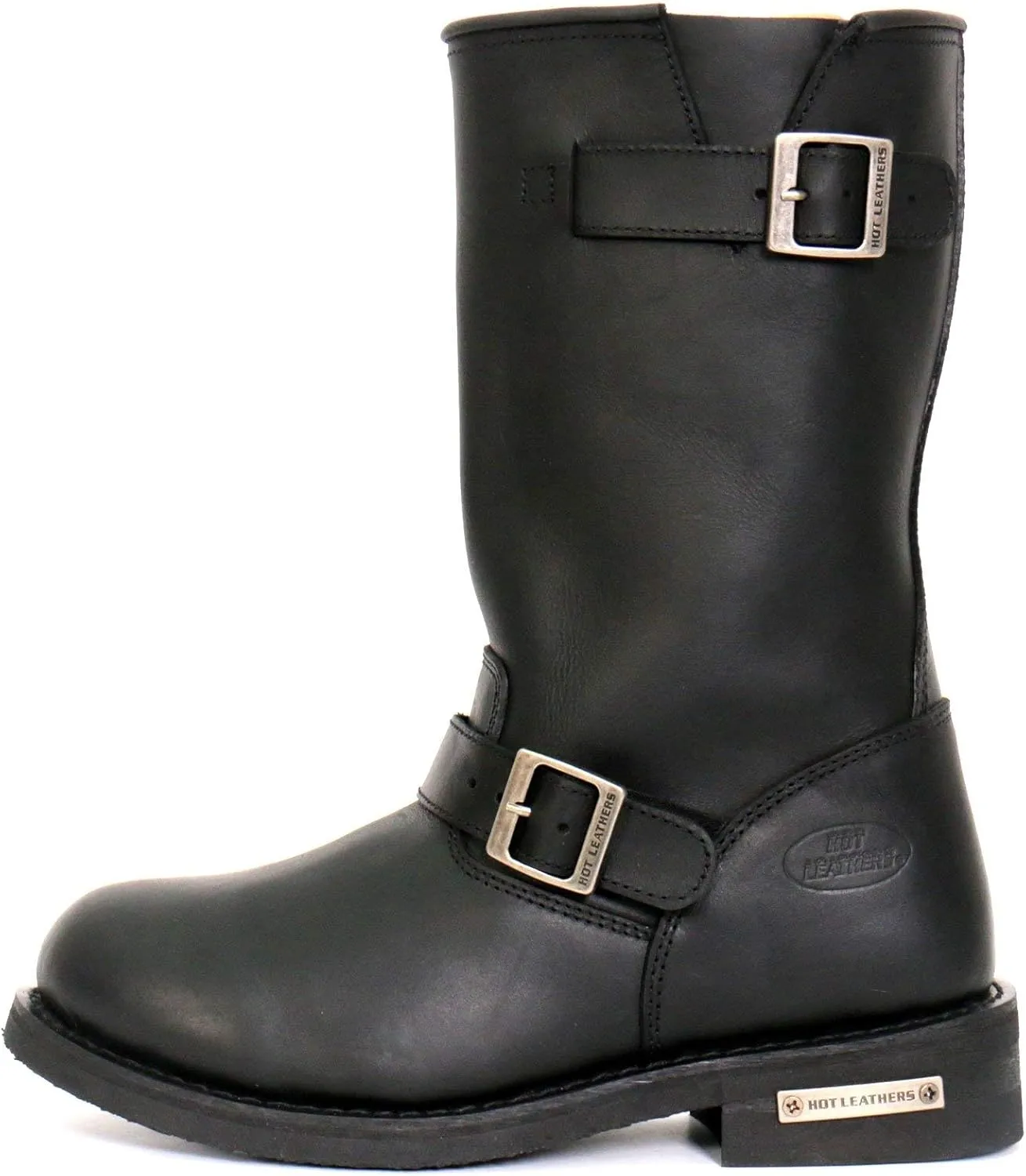 Hot Leathers BTM1002 Men's Wide Width Black 11-inch Round Toe Engineer Leather Boots - 10W