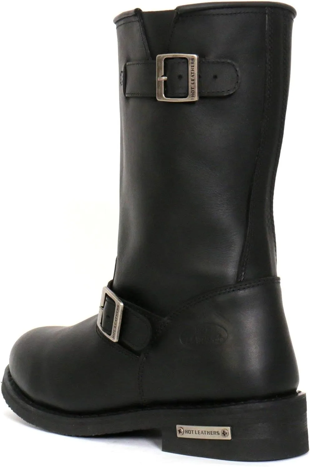 Hot Leathers BTM1002 Men's Wide Width Black 11-inch Round Toe Engineer Leather Boots - 10W