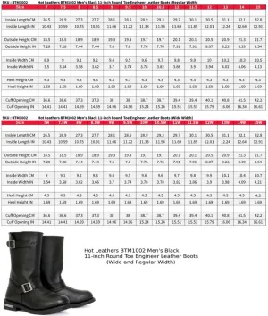 Hot Leathers BTM1002 Men's Wide Width Black 11-inch Round Toe Engineer Leather Boots - 10W