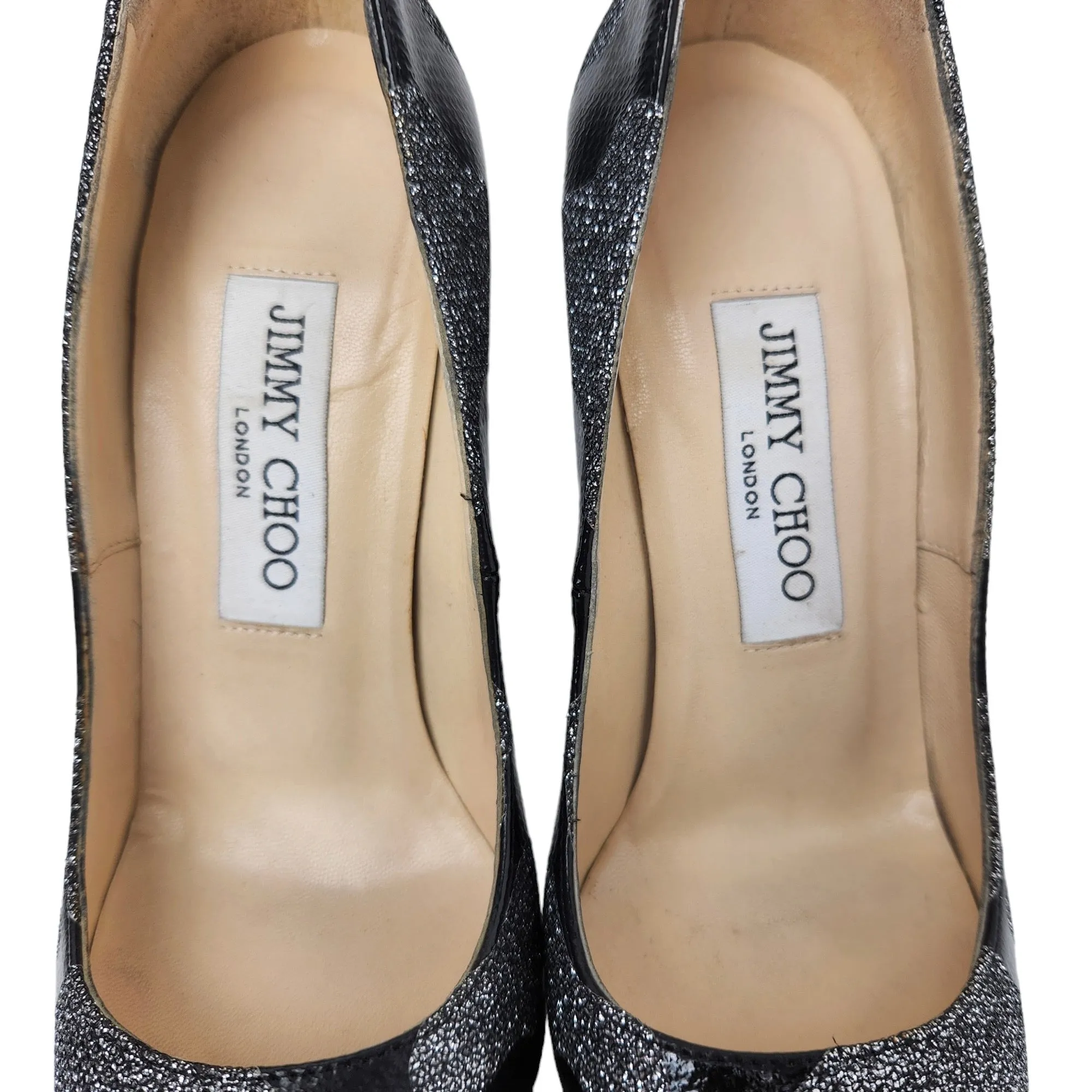 JIMMY CHOO ANOUK GLITTER HEELS EU 34.5/ UK 1.5/2