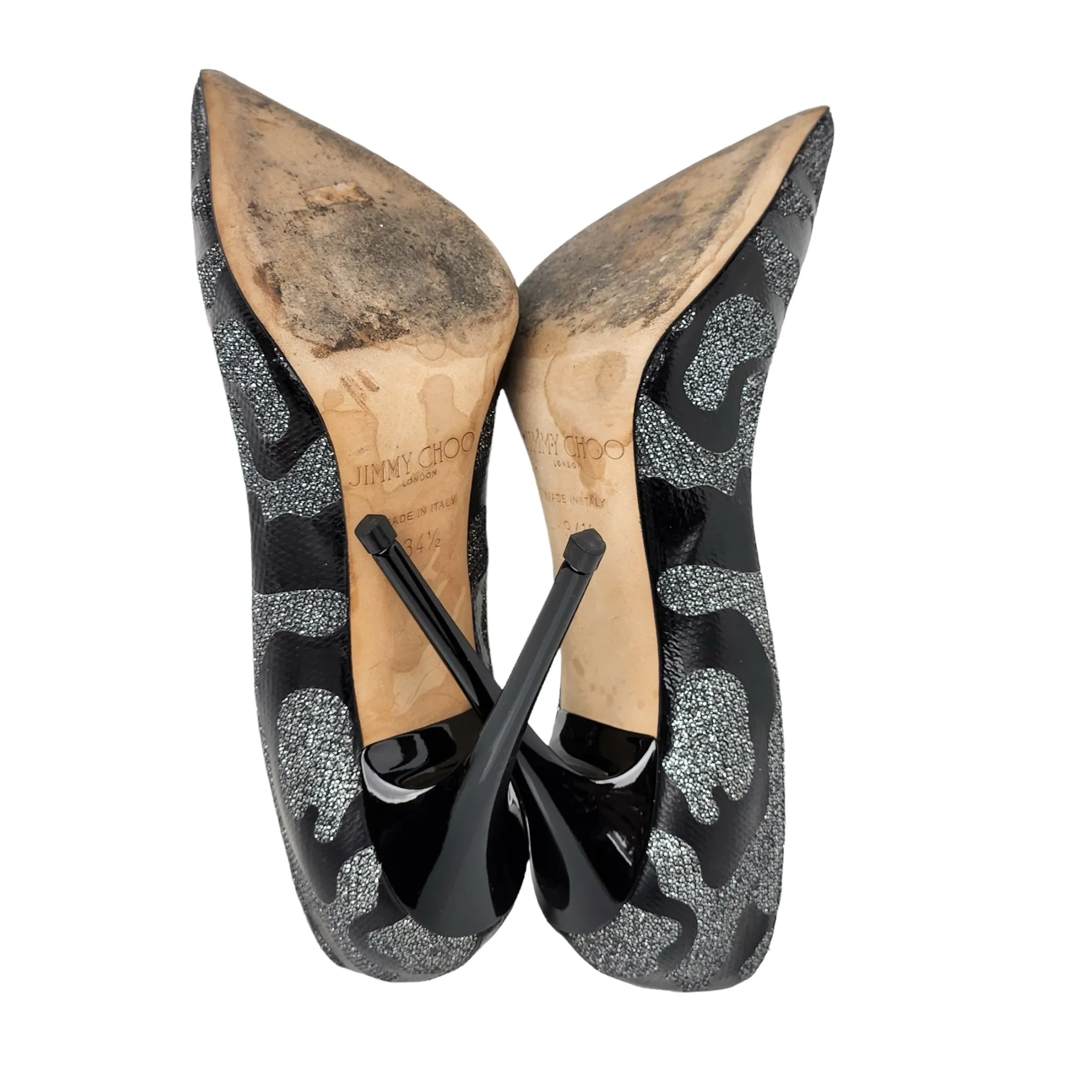 JIMMY CHOO ANOUK GLITTER HEELS EU 34.5/ UK 1.5/2