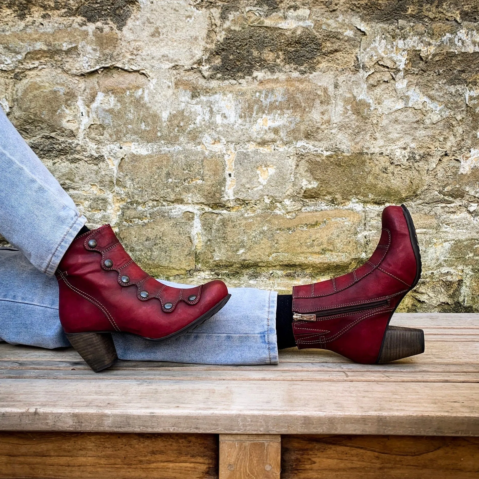 Jour - Cranberry/Grey- Ankle Boot- Last pairs 36 and 37!