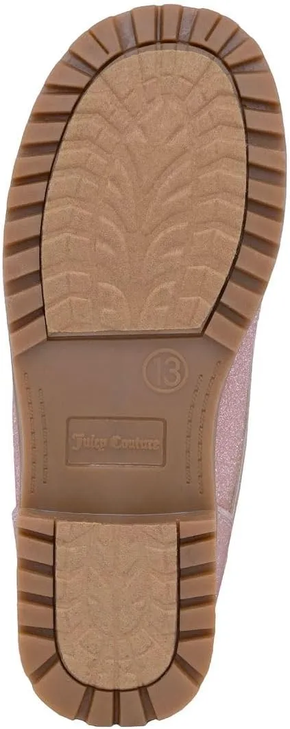 Juicy Couture Girls?? Glitter Booties ?C Sparkly Faux Fur Chukka Boots with Lace-Up Closure, Winter Ankle Boots for Toddler/Little/Big Kids