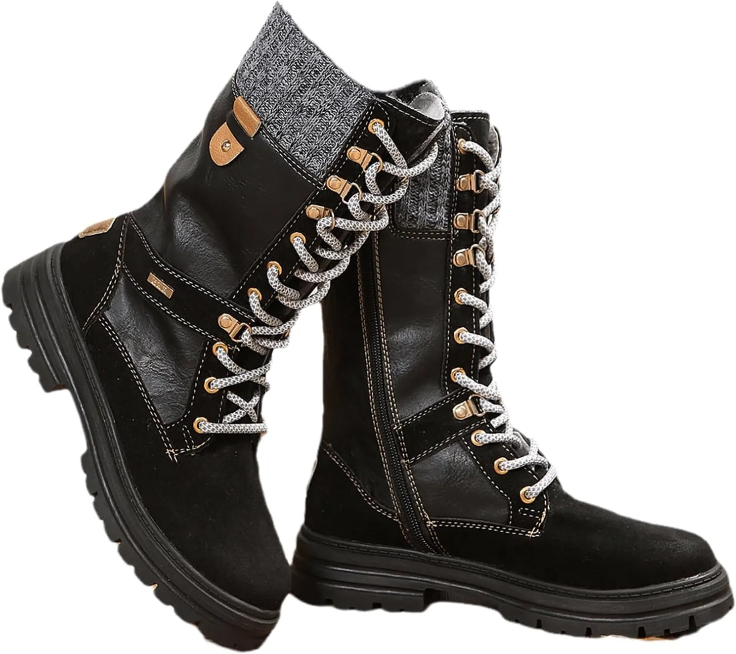 Ladmiple Ankle Boots Women Low Heel Mid Calf Side Zip Combat Boots Motorcycle Riding Military Biker Boots Dress Short Booties 2023