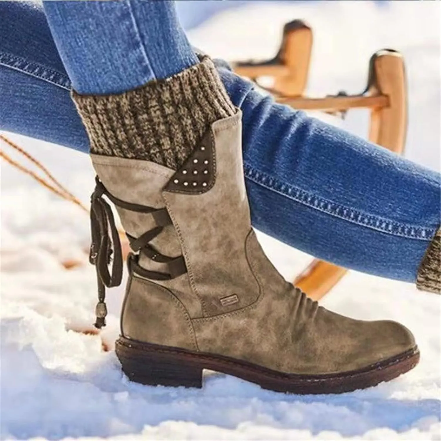 Ladmiple Fall Bo_oties for Women 2023 Low He_el Mid_Calf Dress Biker bo_ots Motorcycle Combat Military an_kle bo_oties
