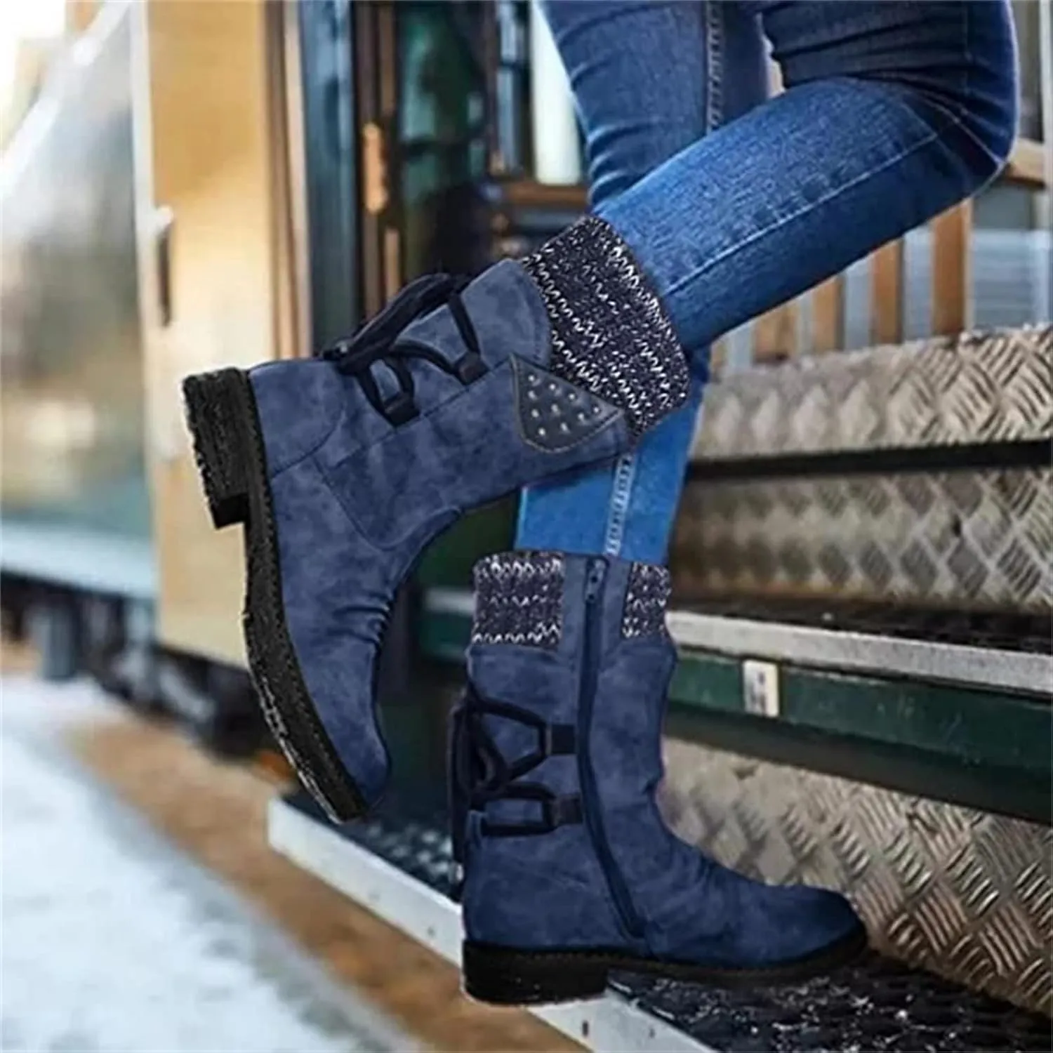 Ladmiple Fall Bo_oties for Women 2023 Low He_el Mid_Calf Dress Biker bo_ots Motorcycle Combat Military an_kle bo_oties