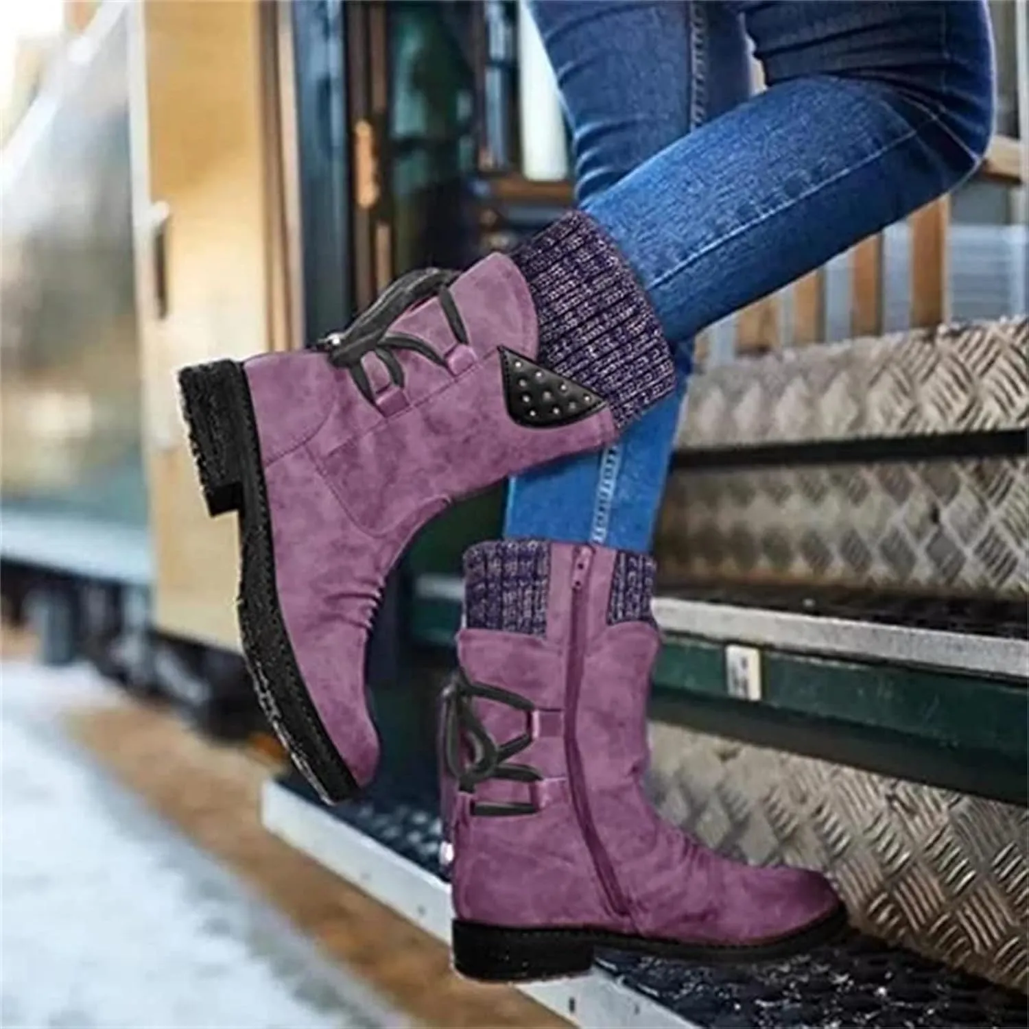 Ladmiple Fall Bo_oties for Women 2023 Low He_el Mid_Calf Dress Biker bo_ots Motorcycle Combat Military an_kle bo_oties