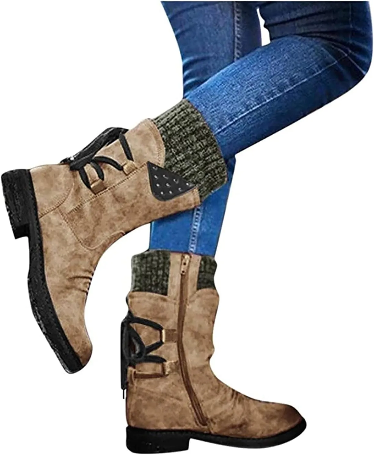 Ladmiple Fall Bo_oties for Women 2023 Low He_el Mid_Calf Dress Biker bo_ots Motorcycle Combat Military an_kle bo_oties