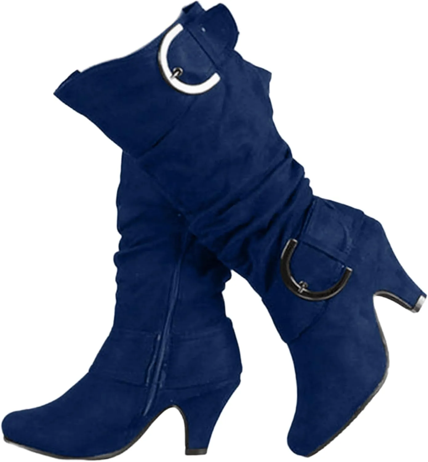 Ladmiple Fall Boots Women Knee High Wide Calf Pointed Toe Cone Heel Size Zipper Slouchy Cowboy Cowgirl Western Boots