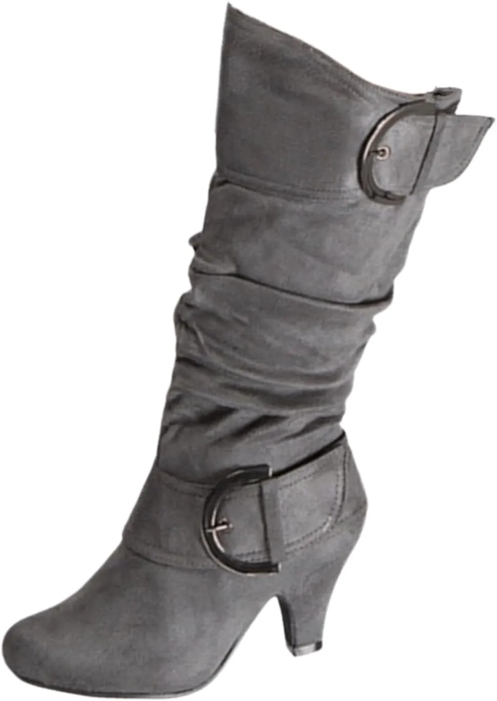 Ladmiple Fall Bo_ots Women Knee_High Wide_Calf Cone he_el Size Zipper Slouchy Cowboy Cowgirl Western Bo_ots