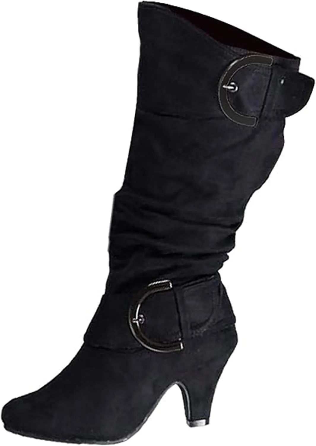 Ladmiple Fall Bo_ots Women Knee_High Wide_Calf Cone he_el Size Zipper Slouchy Cowboy Cowgirl Western Bo_ots
