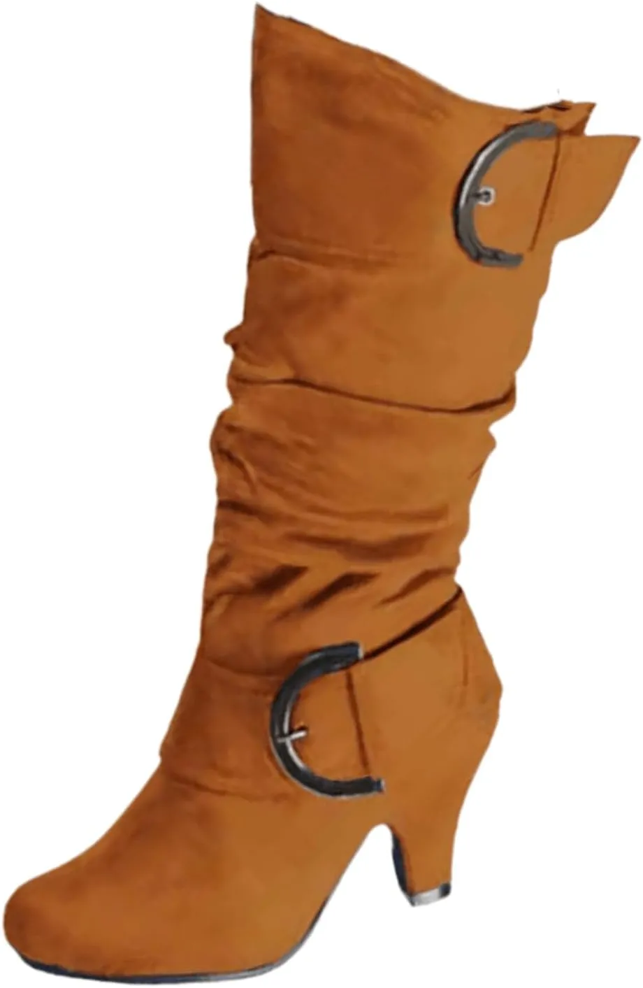 Ladmiple Fall Bo_ots Women Knee_High Wide_Calf Cone he_el Size Zipper Slouchy Cowboy Cowgirl Western Bo_ots