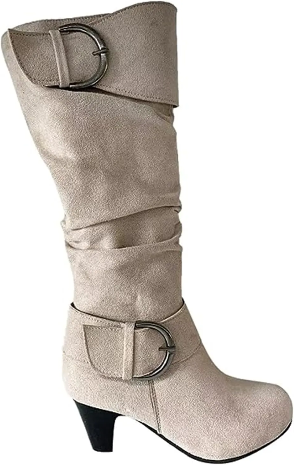 Ladmiple Fall Bo_ots Women Knee_High Wide_Calf Cone he_el Size Zipper Slouchy Cowboy Cowgirl Western Bo_ots