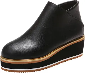 Ladmiple Wedge Boots For Women Wide Width Casual Fashion Low Wedge Heel Ankle Booties Dress Shoes Western Short Booties 2024