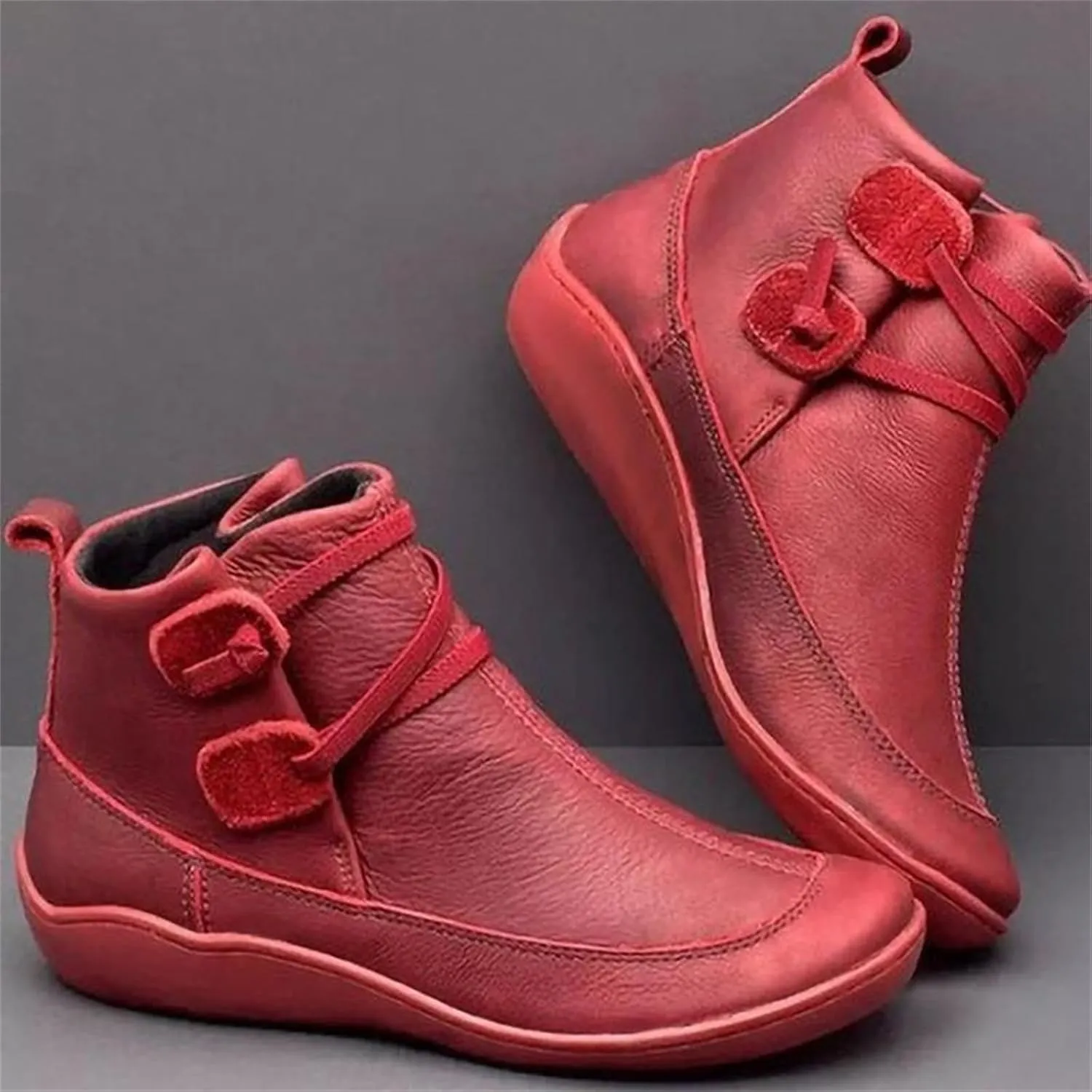 Lausiuoe Ankle Boots For Women No Heel Casual Dressy Elastic Booties Ladies Flat Western Wide Width Fashion Boot Pull-On