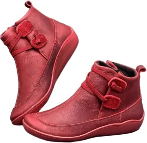 Lausiuoe Ankle Boots For Women No Heel Casual Dressy Elastic Booties Ladies Flat Western Wide Width Fashion Boot Pull-On