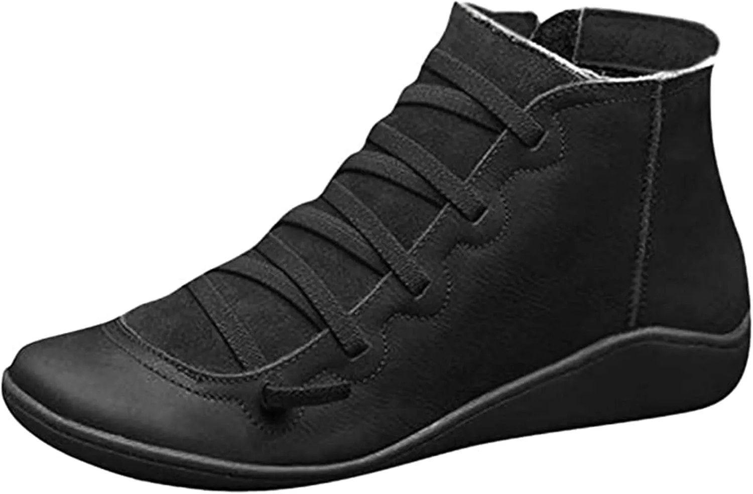 Lausiuoe Boots For Women Ankle Booties Flat Shoes Wedges Fashion Ankle Boots High Top Casual Dressy Western Boot Pull-On