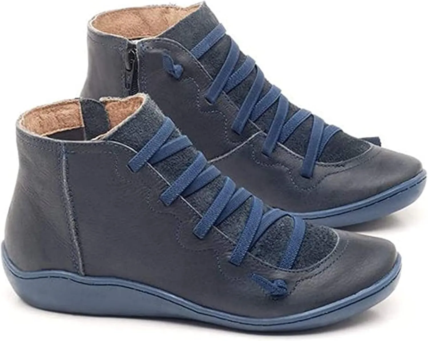 Lausiuoe Boots For Women Ankle Booties Flat Shoes Wedges Fashion Ankle Boots High Top Casual Dressy Western Boot Pull-On