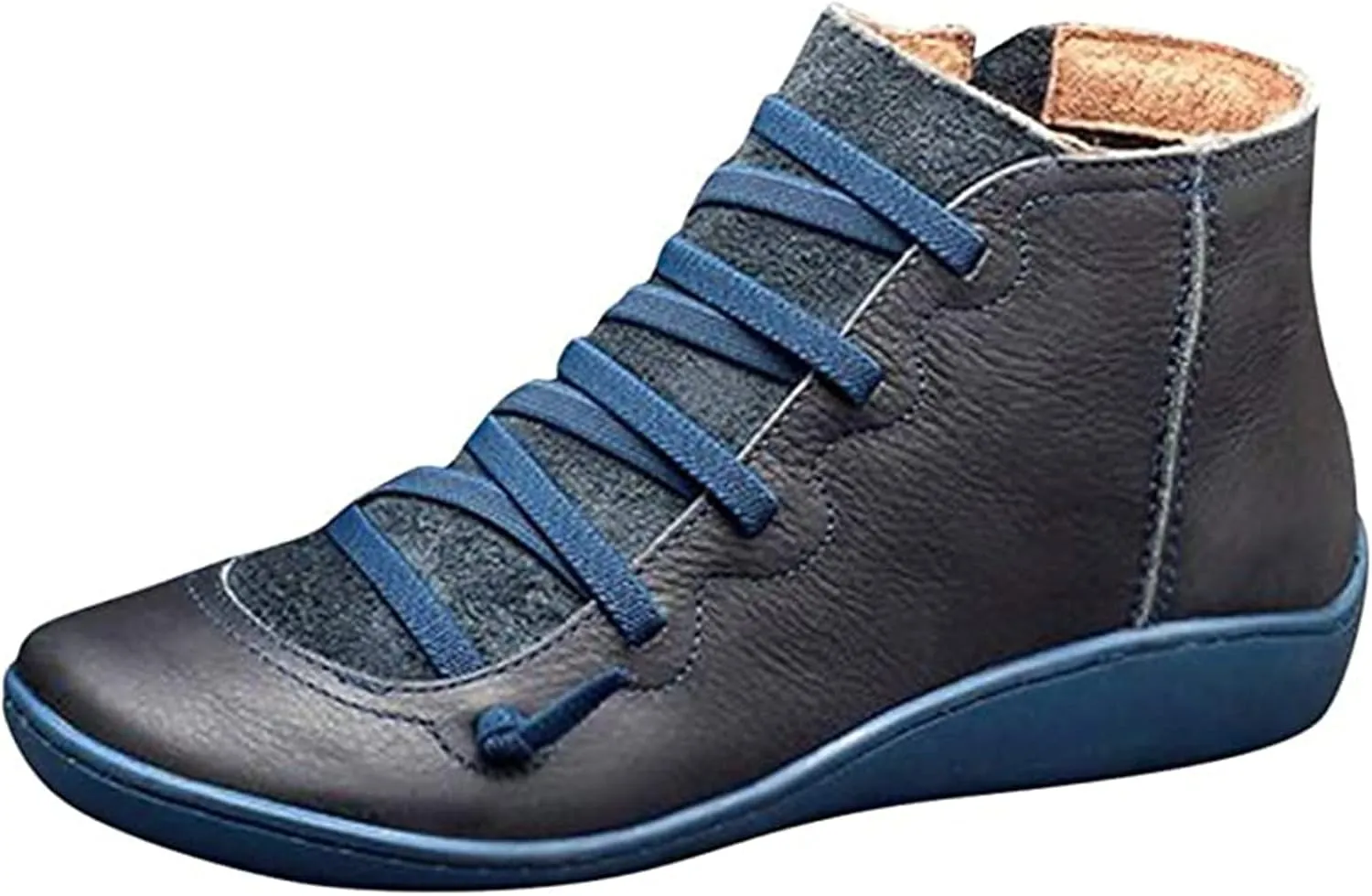 Lausiuoe Boots For Women Ankle Booties Flat Shoes Wedges Fashion Ankle Boots High Top Casual Dressy Western Boot Pull-On