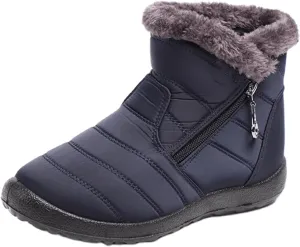 Lausiuoe Snow Boots For Women Waterproof Insulated Wide Width Warm Ankle Booties Comfortable Fur Lined Winter Shoes