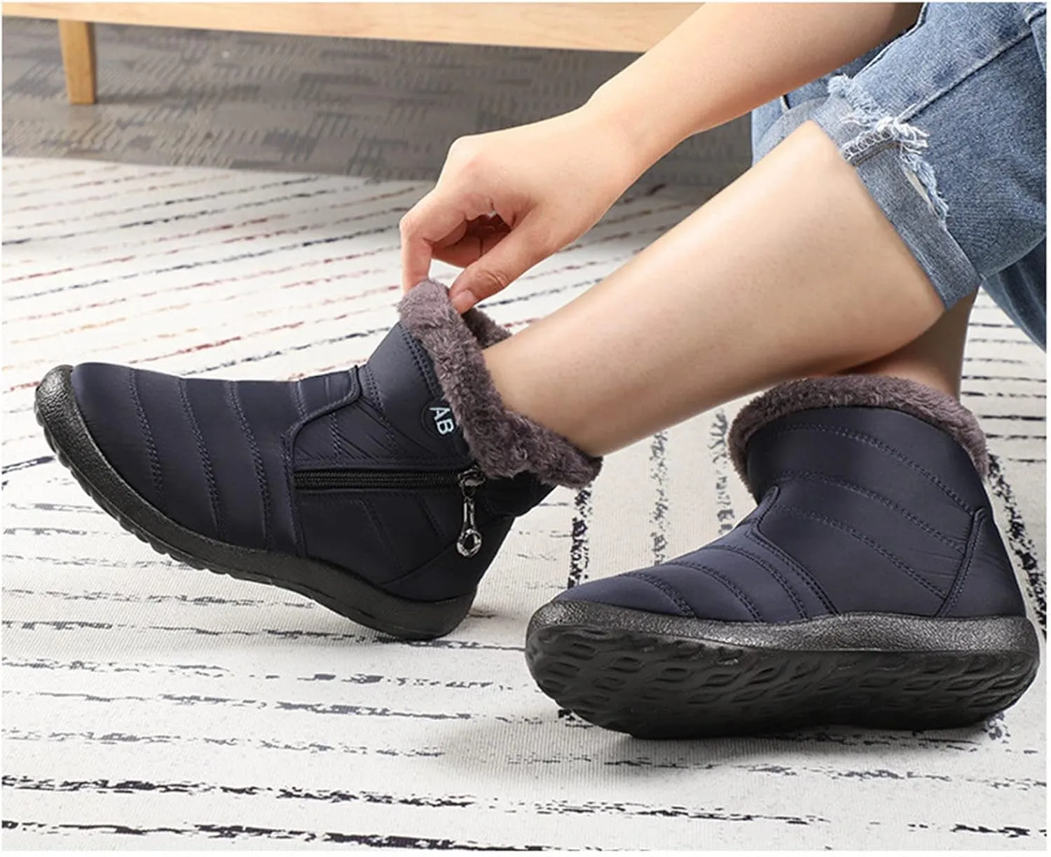 Lausiuoe Snow Boots For Women Waterproof Insulated Wide Width Warm Ankle Booties Comfortable Fur Lined Winter Shoes