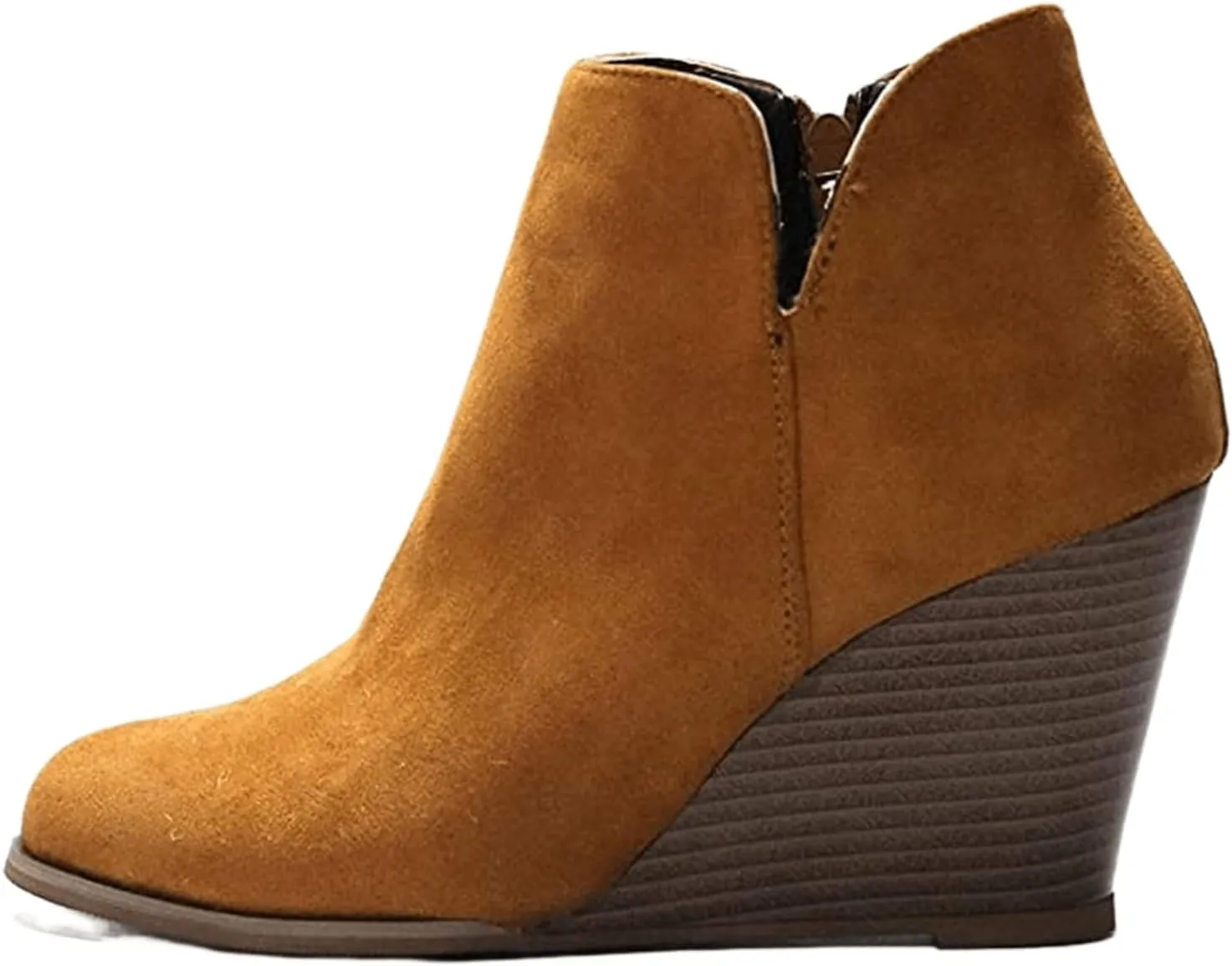 Lausiuoe Wedge Booties For Women Closed Toe Heeled Ankle Boots Casual Dressy Fashion Platform Wide Western Fall Booties