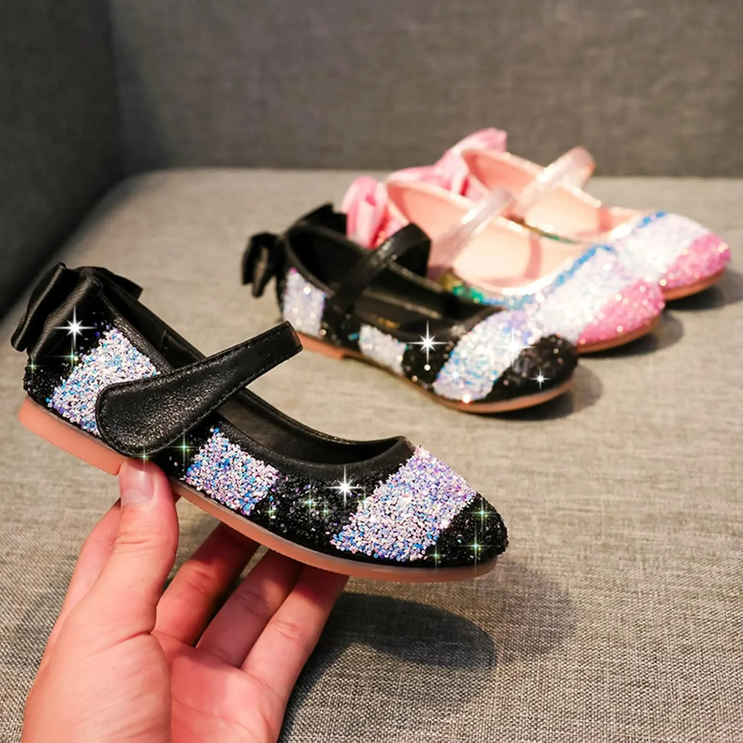 Little Girl Dance Shoes Performance Single Shoes Loafers Children Dance Shoes ??lack and White Stripes Shoes