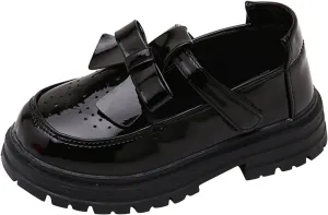 Little Girl Loafers Bow Decoration Leather Single Non Slip Thick Bottom Shoes Girls Dance Performance Shoes