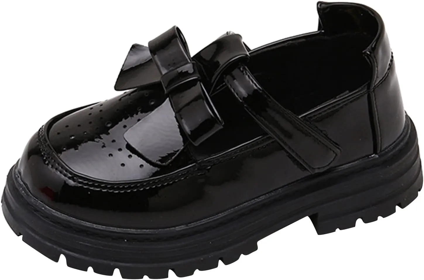 Little Girl Loafers Bow Decoration Leather Single Non Slip Thick Bottom Shoes Girls Dance Performance Shoes