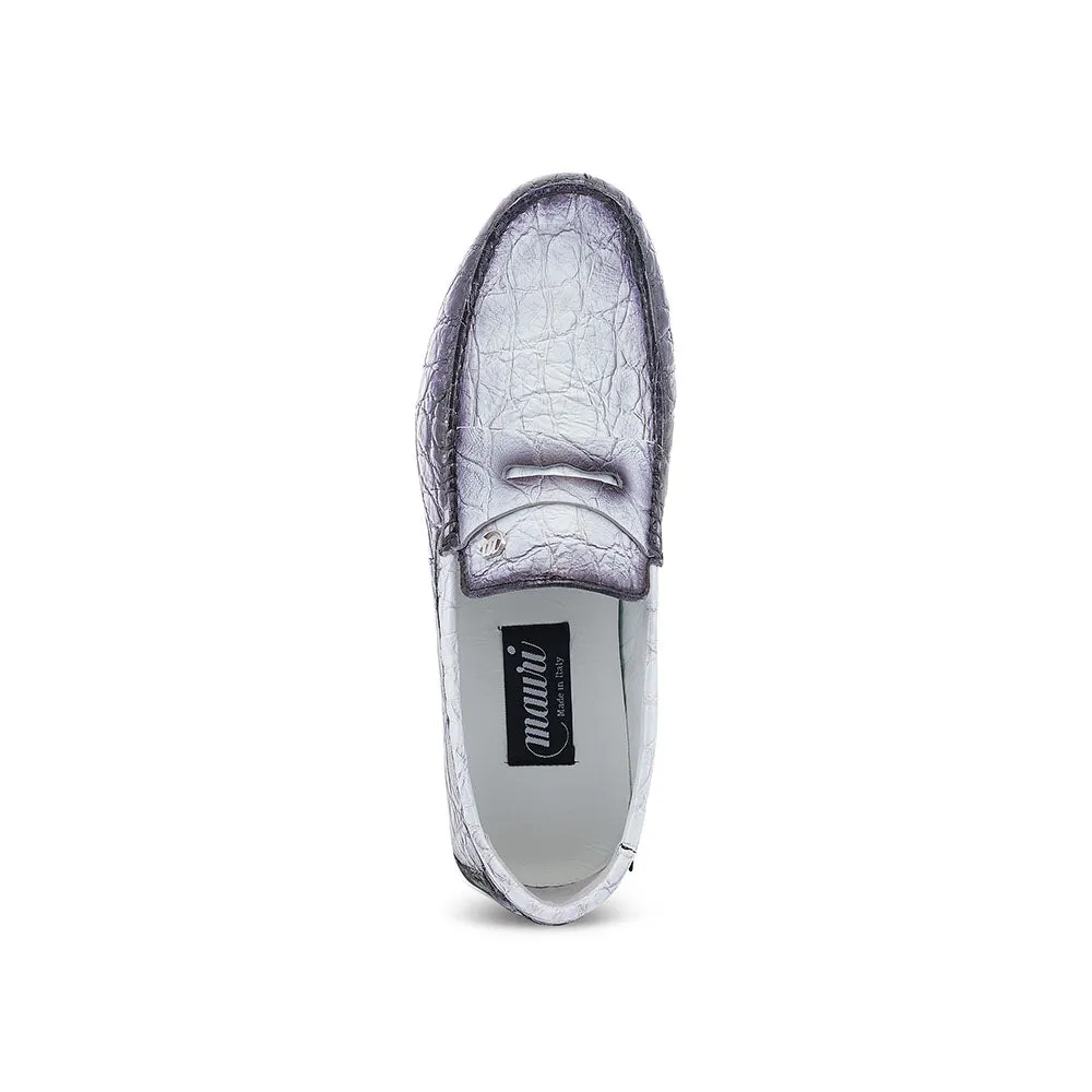 Mauri 3517/1 White / Black Alligator Sprinter Driving Loafers