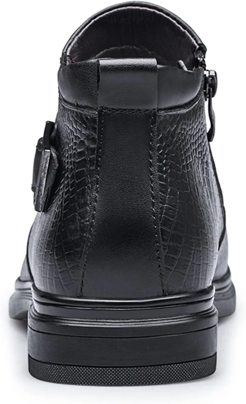 Men Chelsea Boots Crocodile Print With Buckle With Zipper Cowhide Leather Waterproof Non Slip Anti-slip Slip Dress Fashion Pull On