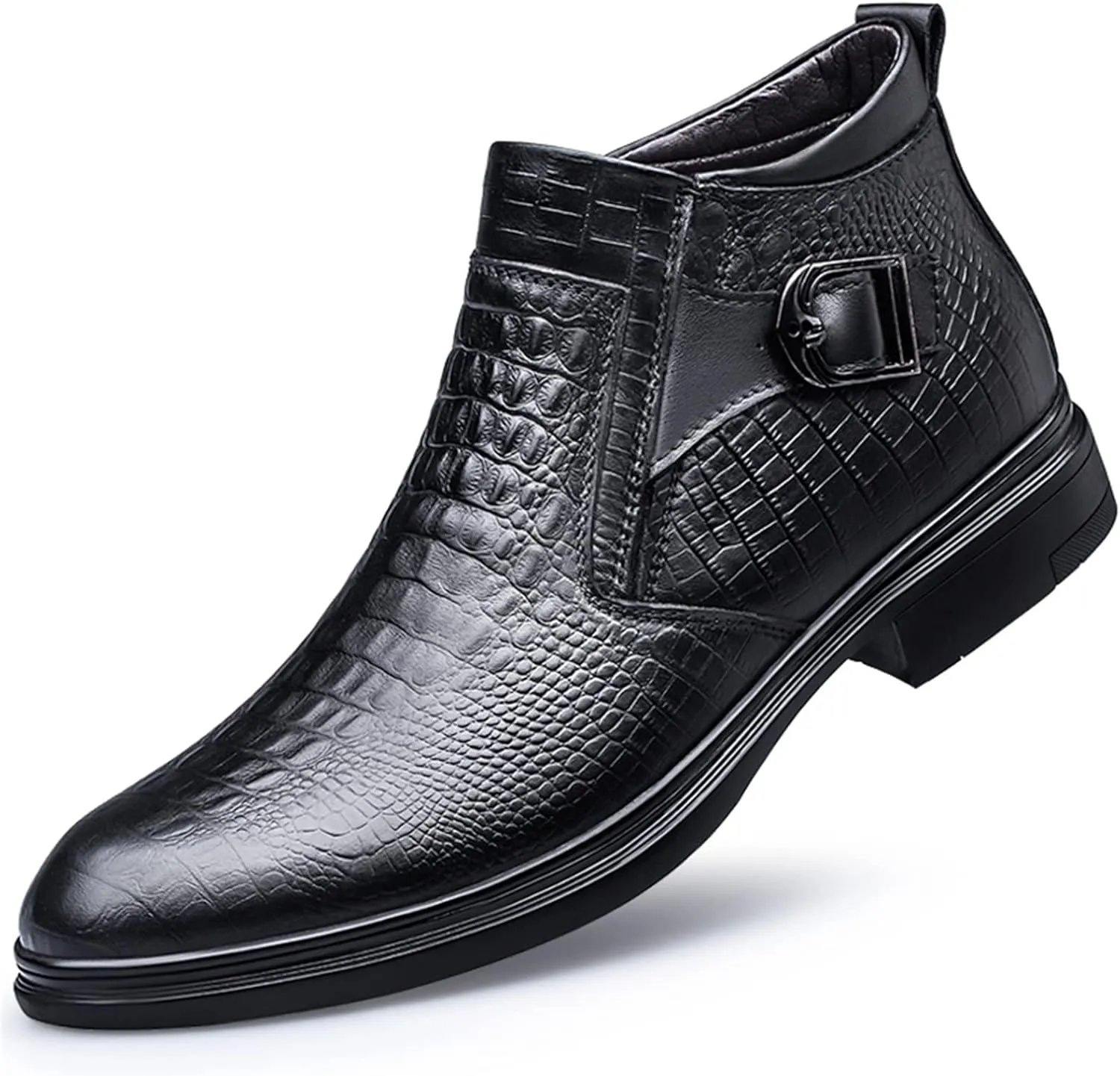 Men Chelsea Boots Crocodile Print With Buckle With Zipper Cowhide Leather Waterproof Non Slip Anti-slip Slip Dress Fashion Pull On