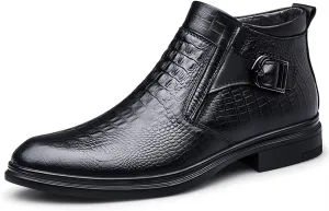 Men Chelsea Boots Crocodile Print With Buckle With Zipper Cowhide Leather Waterproof Non Slip Anti-slip Slip Dress Fashion Pull On